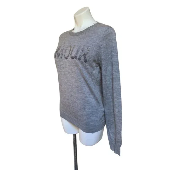 Zadig & Voltaire NEW Gaby Amour Embellished Merino Wool Sweater Medium